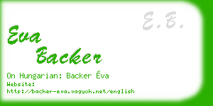 eva backer business card